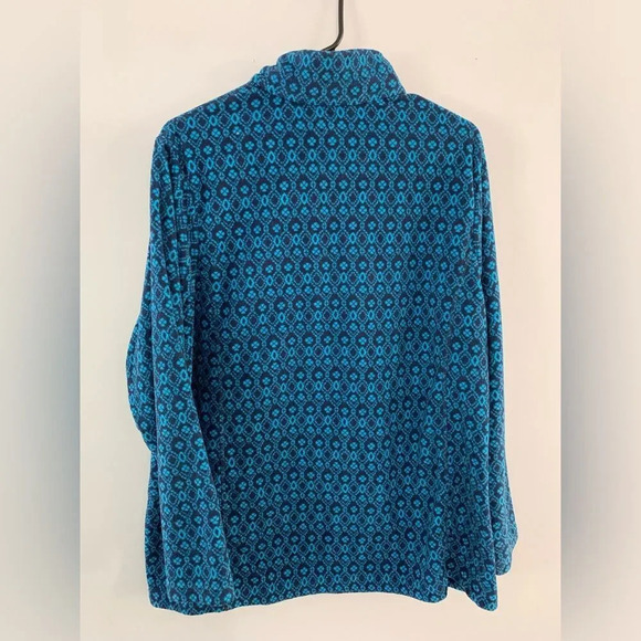 Lands’ End Quarter Zip Pullover Fleece Sweater Pattern Blue Size XL 16 - Picture 5 of 8